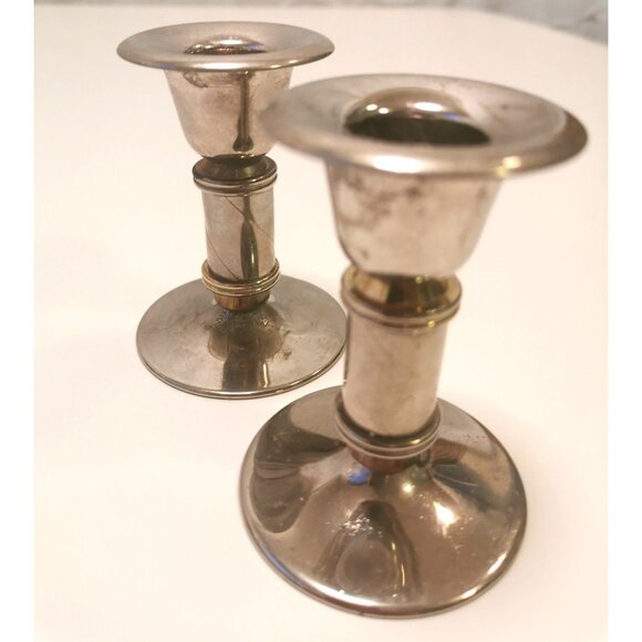 Candle Stick Holders Unique Vintage Silver Plated Compact - Picture 4 of 6